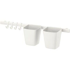 SUNNERSTA Container, white, Set of 4 with Rail Hanger